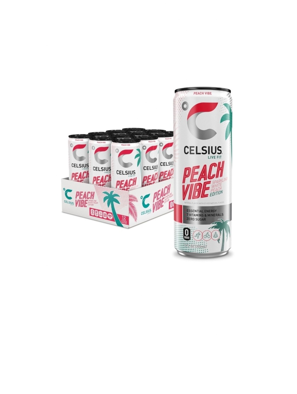 Celsius Live Fit Peach Vibe Edition Energy Drink - 12 Pack, 12 fl oz Cans